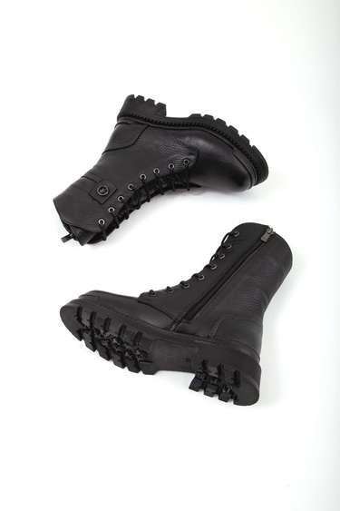  Tamer Tanca Kadın Hakiki Deri Siyah Floter Casual Bot