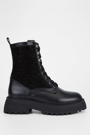  Tamer Tanca Kadın Hakiki Deri Siyah Deri Casual Bot