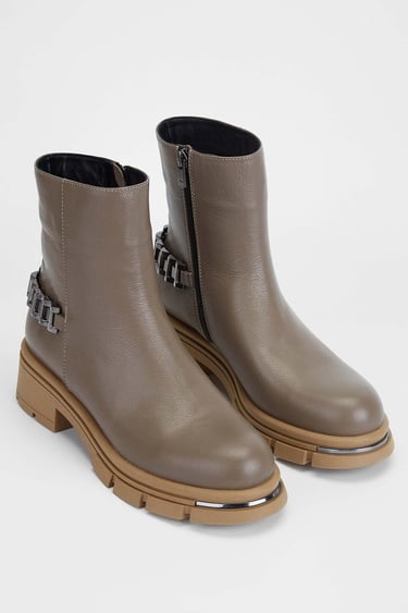  Tamer Tanca Kadın Hakiki Deri Bej Casual Bot