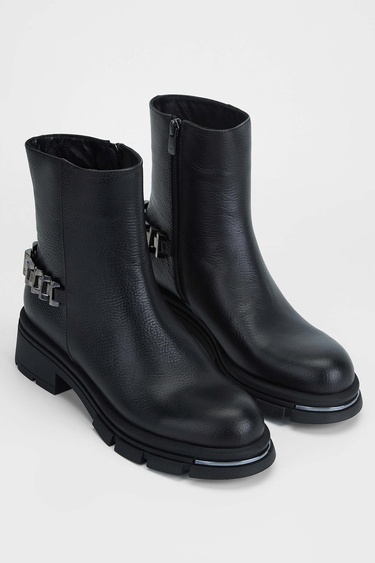  Tamer Tanca Kadın Hakiki Deri Siyah Casual Bot