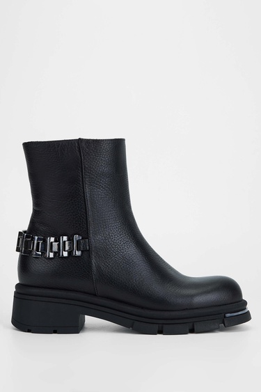  Tamer Tanca Kadın Hakiki Deri Siyah Casual Bot