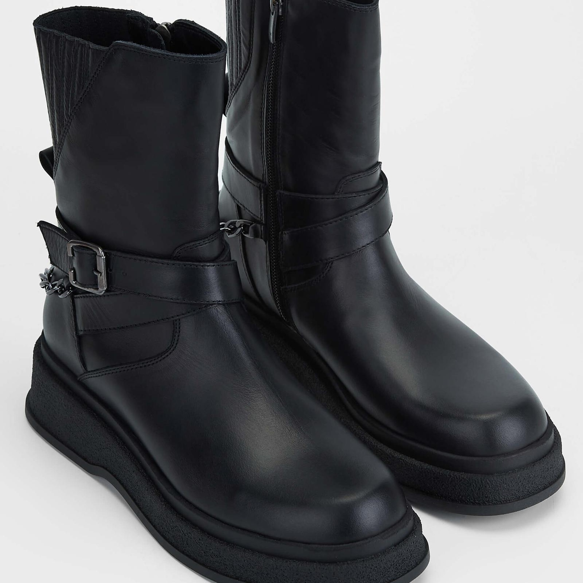 Tamer Tanca Kadın Hakiki Deri Siyah Deri Casual Bot