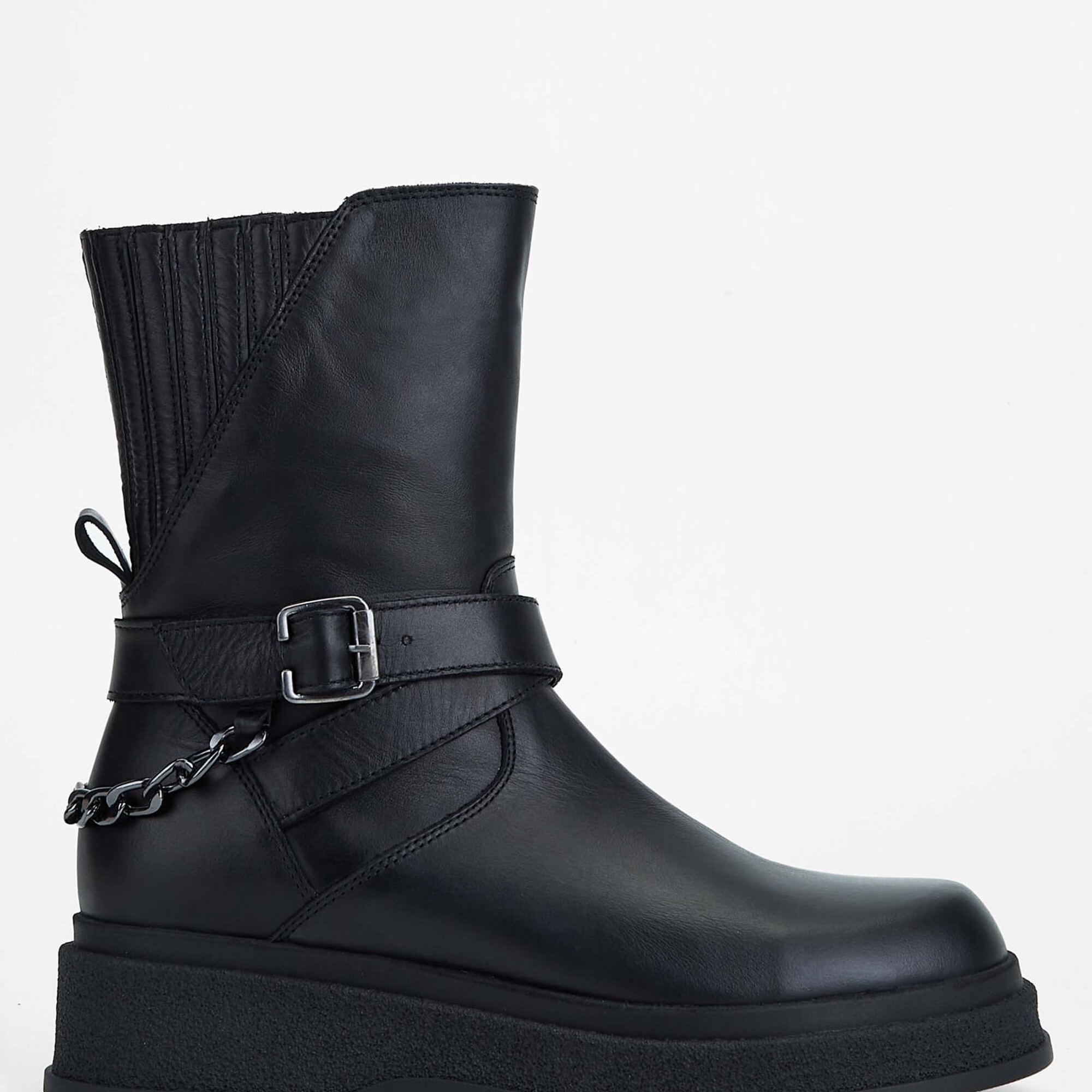 Tamer Tanca Kadın Hakiki Deri Siyah Deri Casual Bot