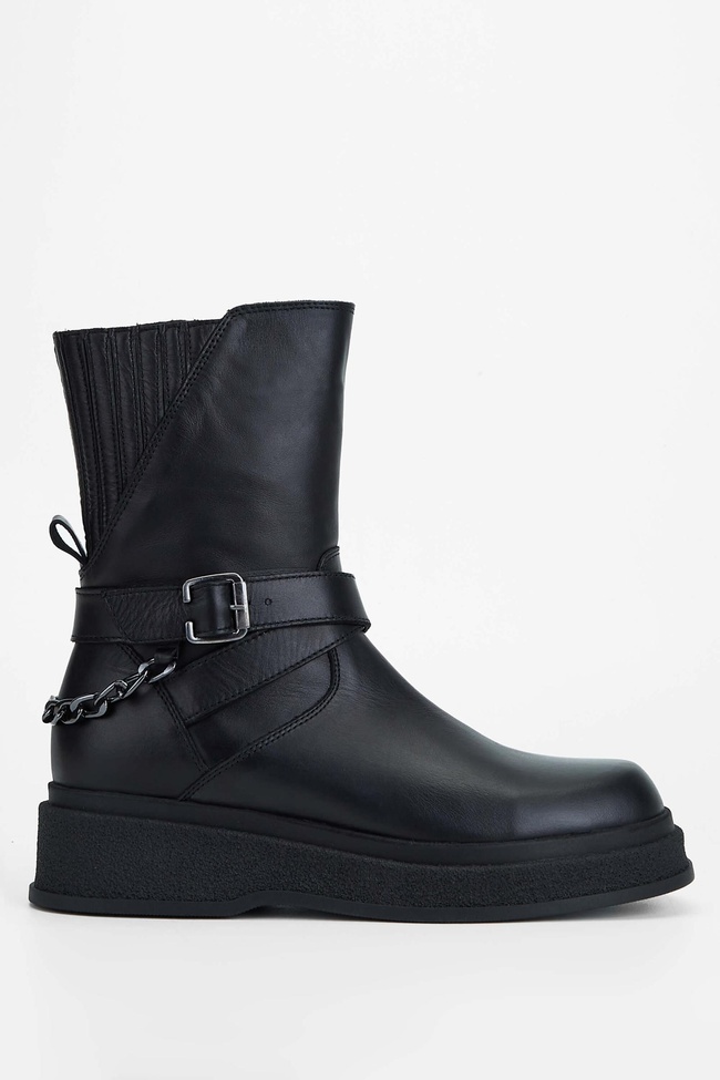  Tamer Tanca Kadın Hakiki Deri Siyah Deri Casual Bot