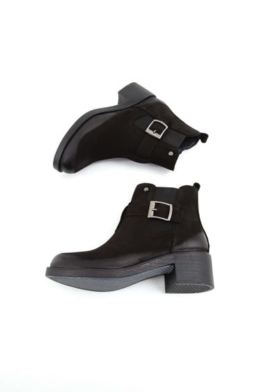  Tamer Tanca Kadın Hakiki Deri Siyah Nubuk Casual Bot