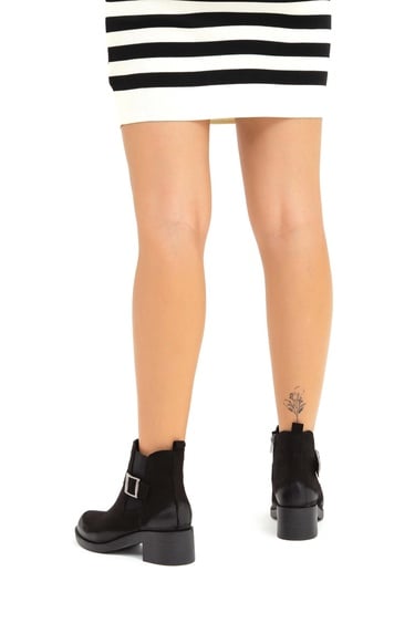  Tamer Tanca Kadın Hakiki Deri Siyah Nubuk Casual Bot