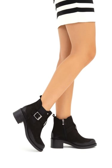  Tamer Tanca Kadın Hakiki Deri Siyah Nubuk Casual Bot