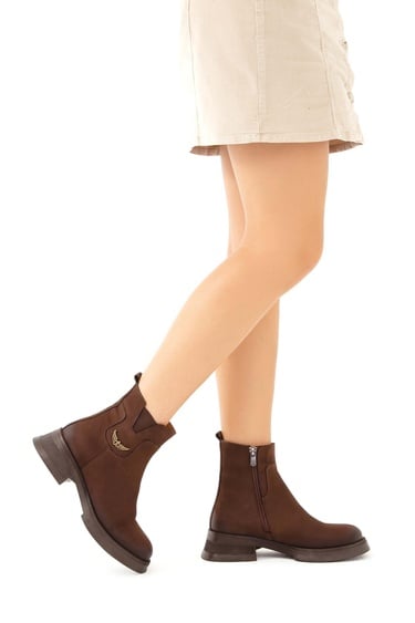 Tamer Tanca Kadın Hakiki Deri Kahverengi Nubuk Casual Bot