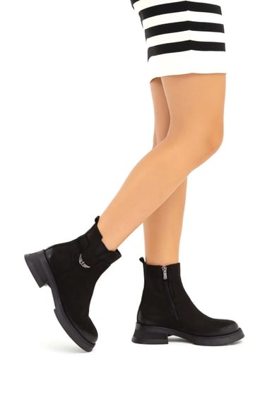  Tamer Tanca Kadın Hakiki Deri Siyah Nubuk Casual Bot