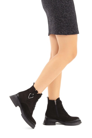  Tamer Tanca Kadın Hakiki Deri Siyah Nubuk Casual Bot