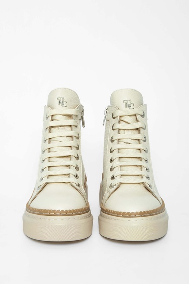  Tamer Tanca Kadın Hakiki Deri Bej Casual Bot