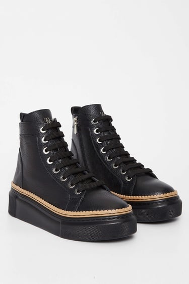  Tamer Tanca Kadın Hakiki Deri Siyah Casual Bot