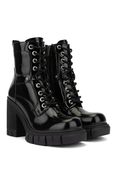  Tamer Tanca Kadın Hakiki Deri Siyah Rugan Casual Bot