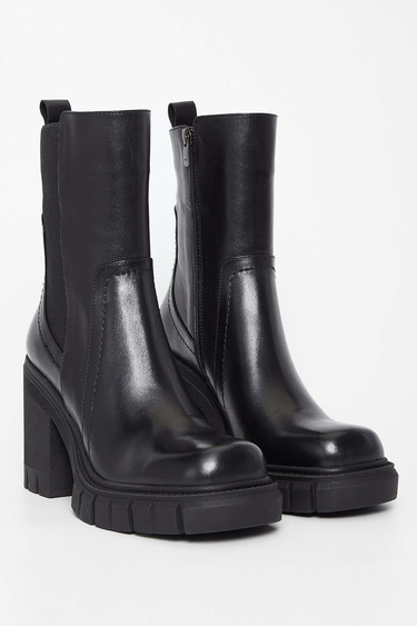  Tamer Tanca Kadın Hakiki Deri Siyah Deri Casual Bot