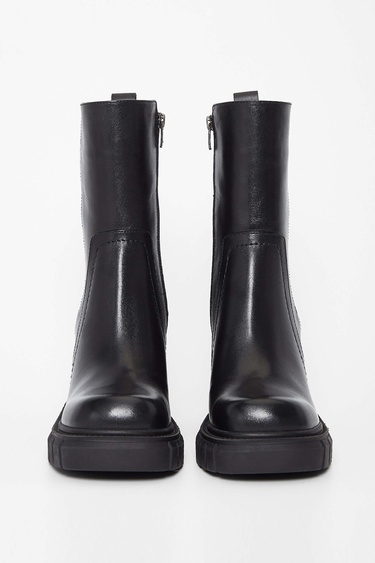  Tamer Tanca Kadın Hakiki Deri Siyah Deri Casual Bot