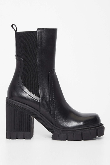  Tamer Tanca Kadın Hakiki Deri Siyah Deri Casual Bot