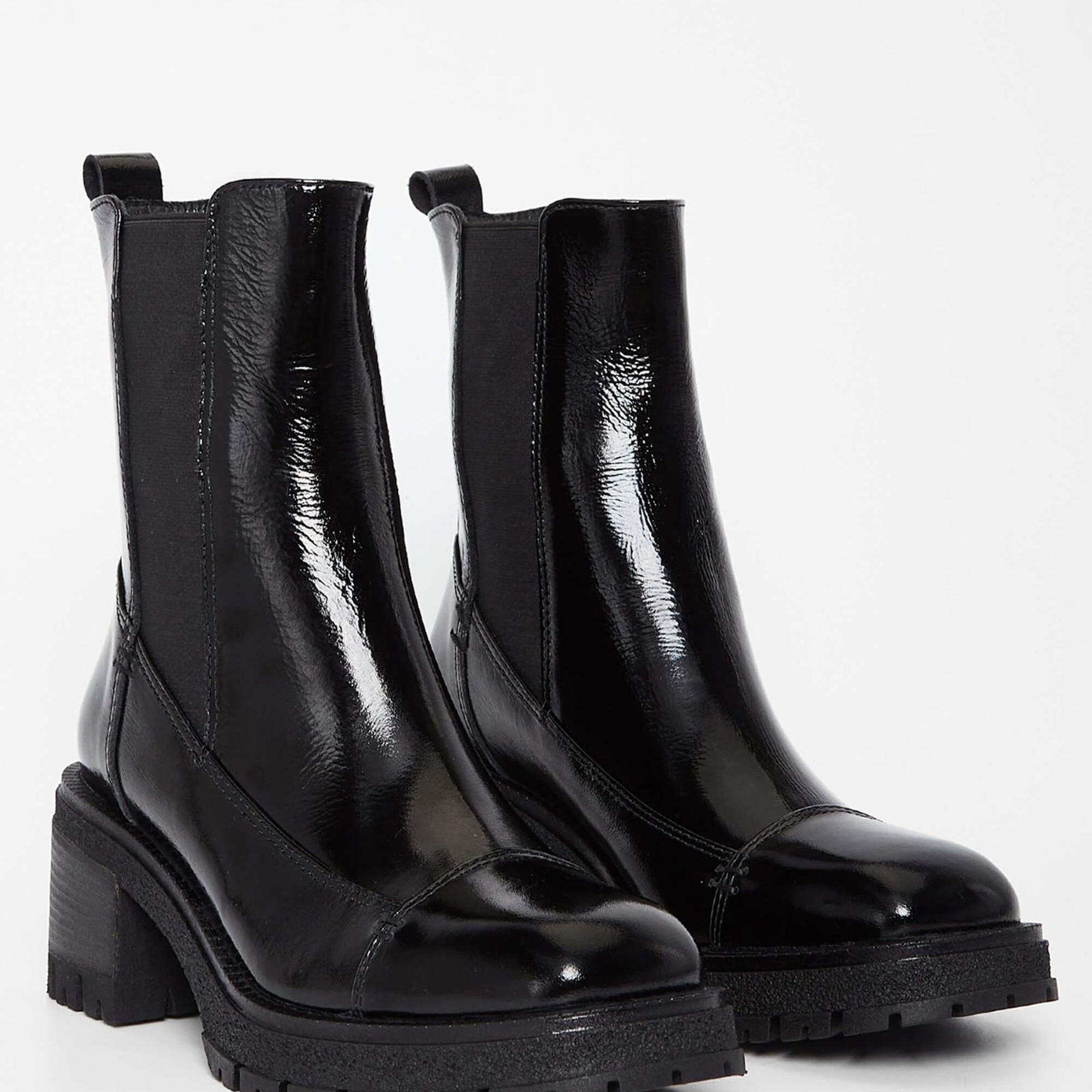 Tamer Tanca Kadın Hakiki Deri Siyah Rugan Casual Bot