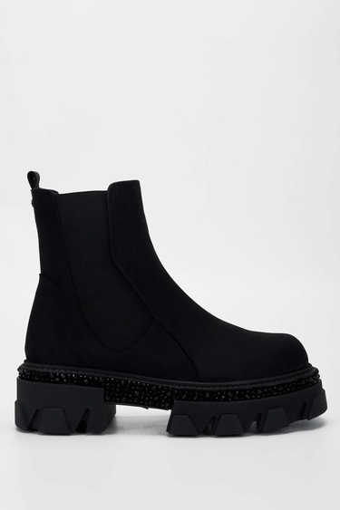  Tamer Tanca Kadın Hakiki Deri Siyah Nubuk Casual Bot