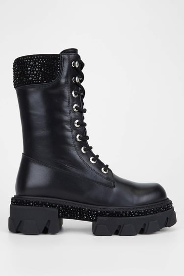  Tamer Tanca Kadın Hakiki Deri Siyah Deri Casual Bot