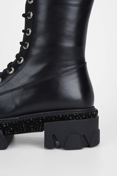  Tamer Tanca Kadın Hakiki Deri Siyah Deri Casual Bot