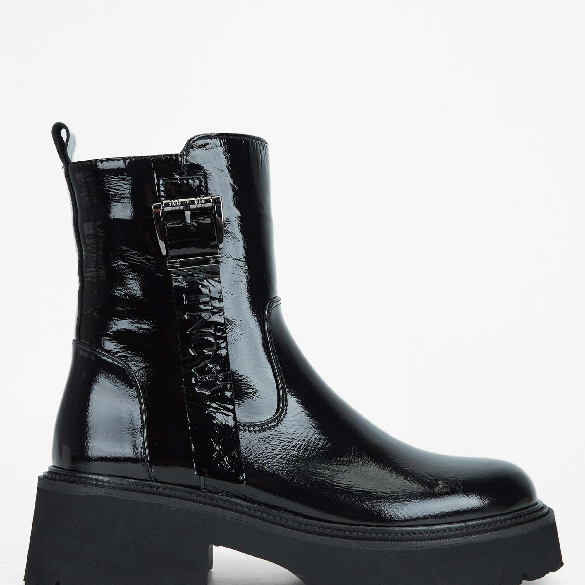 Tamer Tanca Kadın Hakiki Deri Siyah Rugan Casual Bot