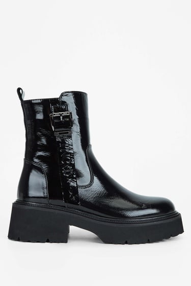  Tamer Tanca Kadın Hakiki Deri Siyah Rugan Casual Bot