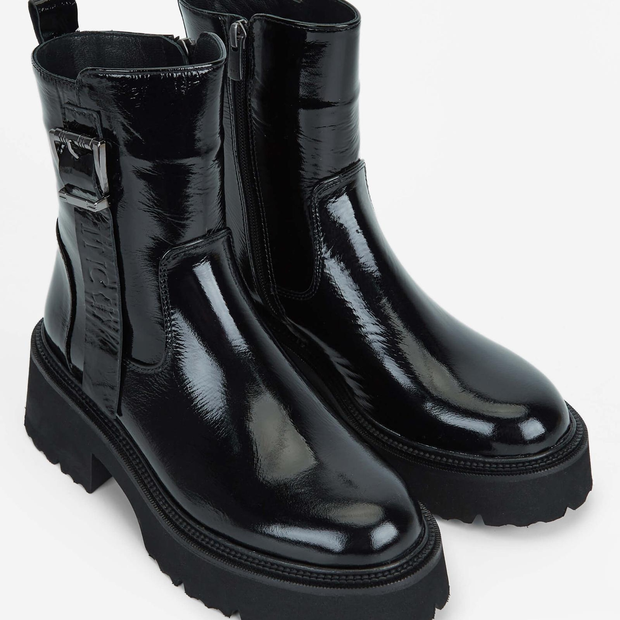 Tamer Tanca Kadın Hakiki Deri Siyah Rugan Casual Bot