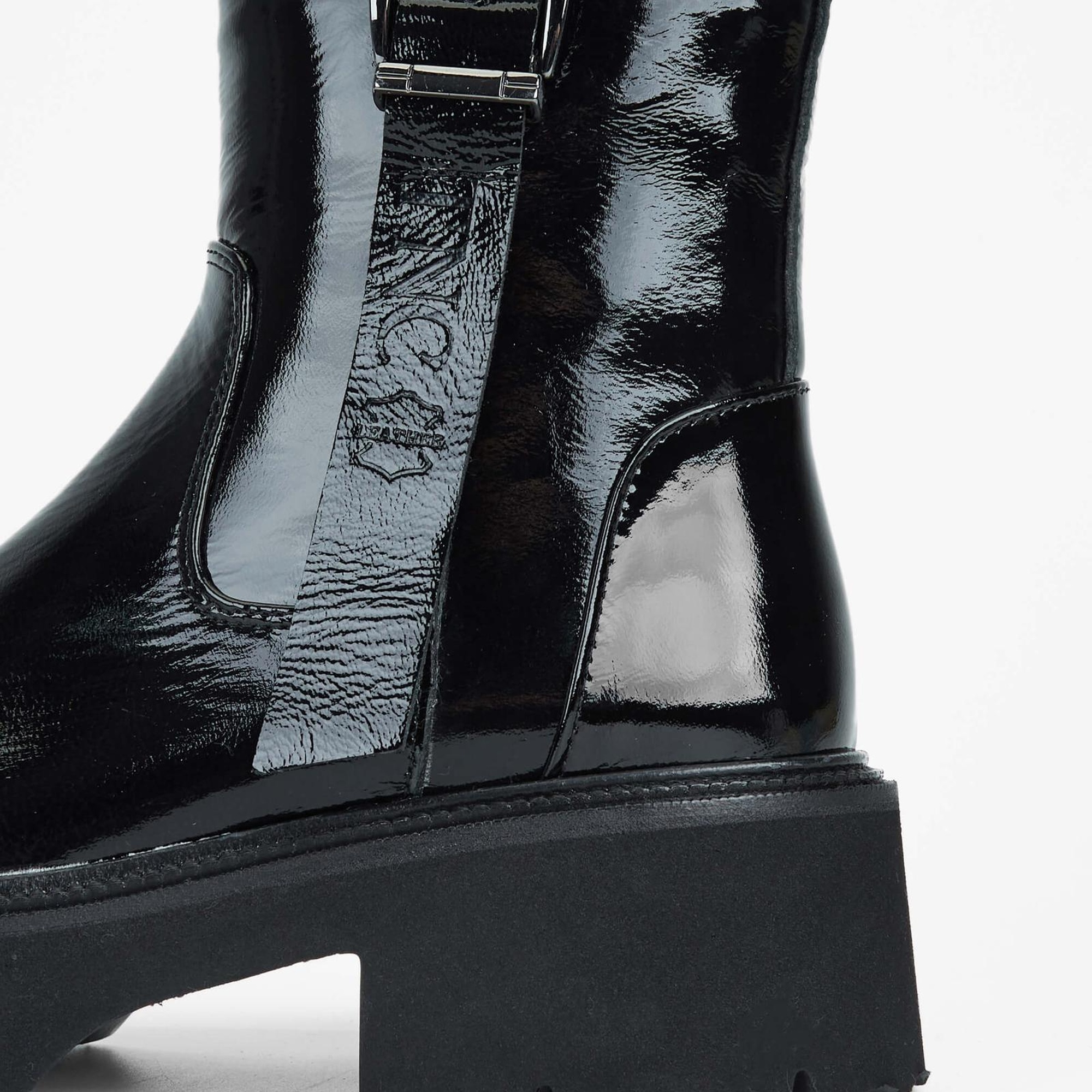 Tamer Tanca Kadın Hakiki Deri Siyah Rugan Casual Bot