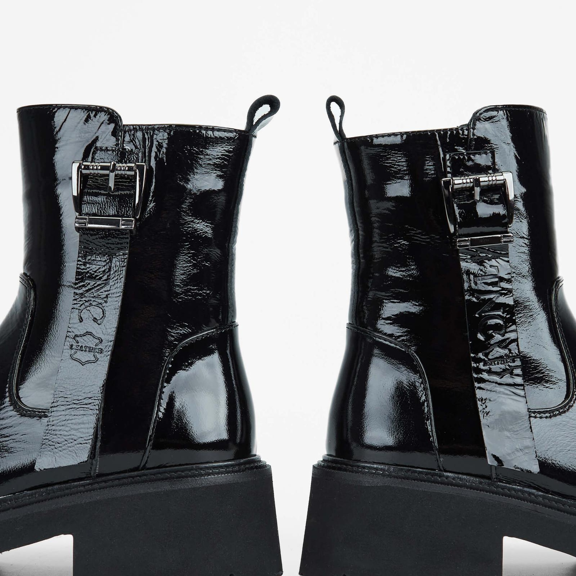 Tamer Tanca Kadın Hakiki Deri Siyah Rugan Casual Bot