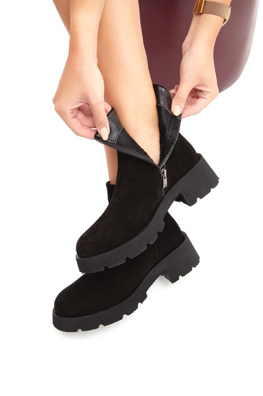  Tamer Tanca Kadın Hakiki Deri Siyah Süet Casual Bot