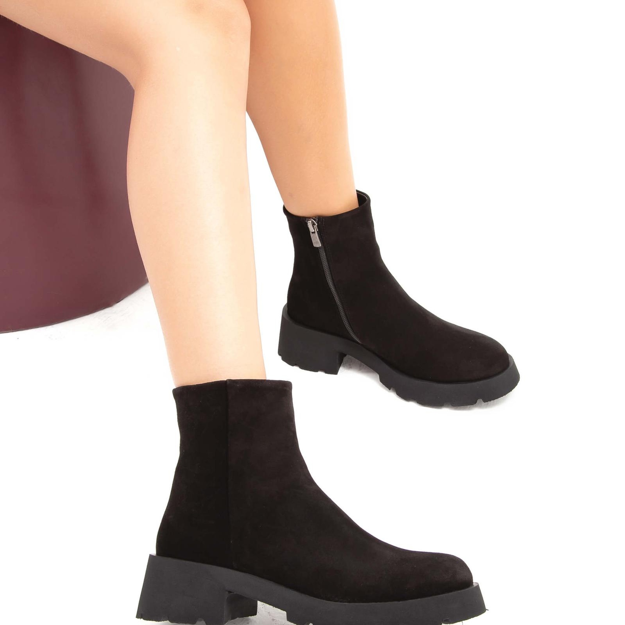 Tamer Tanca Kadın Hakiki Deri Siyah Süet Casual Bot