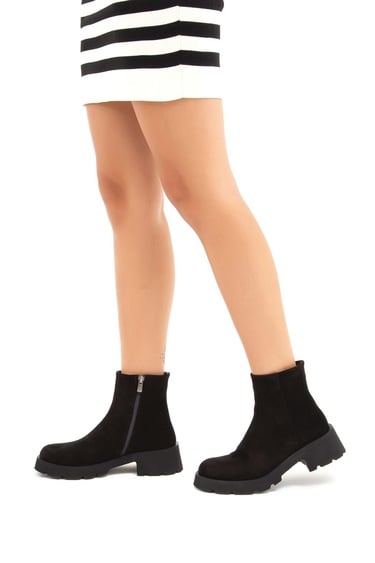  Tamer Tanca Kadın Hakiki Deri Siyah Süet Casual Bot
