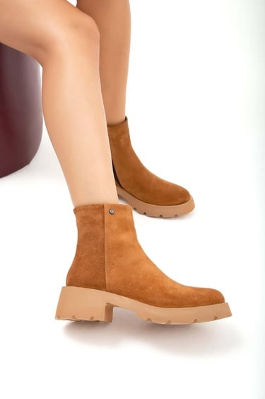  Tamer Tanca Kadın Hakiki Deri Taba Süet Casual Bot