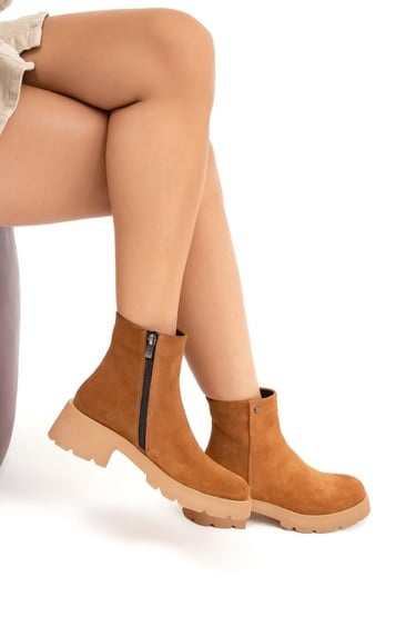  Tamer Tanca Kadın Hakiki Deri Taba Süet Casual Bot