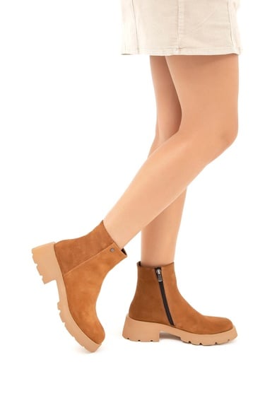  Tamer Tanca Kadın Hakiki Deri Taba Süet Casual Bot