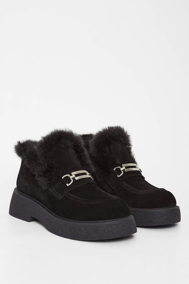  Tamer Tanca Kadın Hakiki Deri Siyah Süet Casual Bot
