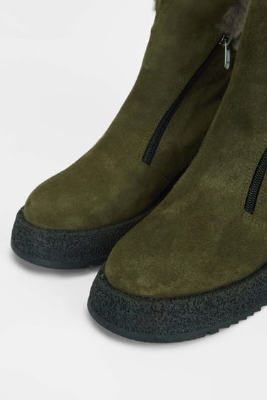  Tamer Tanca Kadın Hakiki Deri Haki Süet Casual Bot