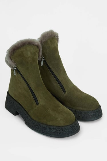  Tamer Tanca Kadın Hakiki Deri Haki Süet Casual Bot