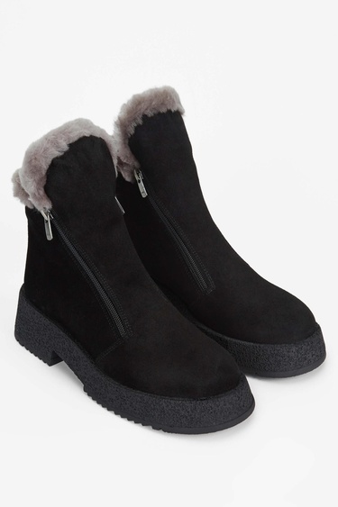  Tamer Tanca Kadın Hakiki Deri Siyah Süet Casual Bot