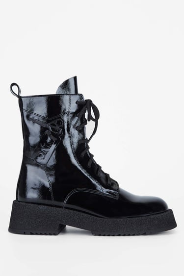  Tamer Tanca Kadın Hakiki Deri Siyah Rugan Casual Bot