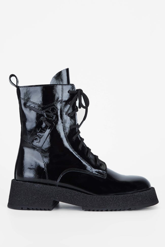  Tamer Tanca Kadın Hakiki Deri Siyah Rugan Casual Bot