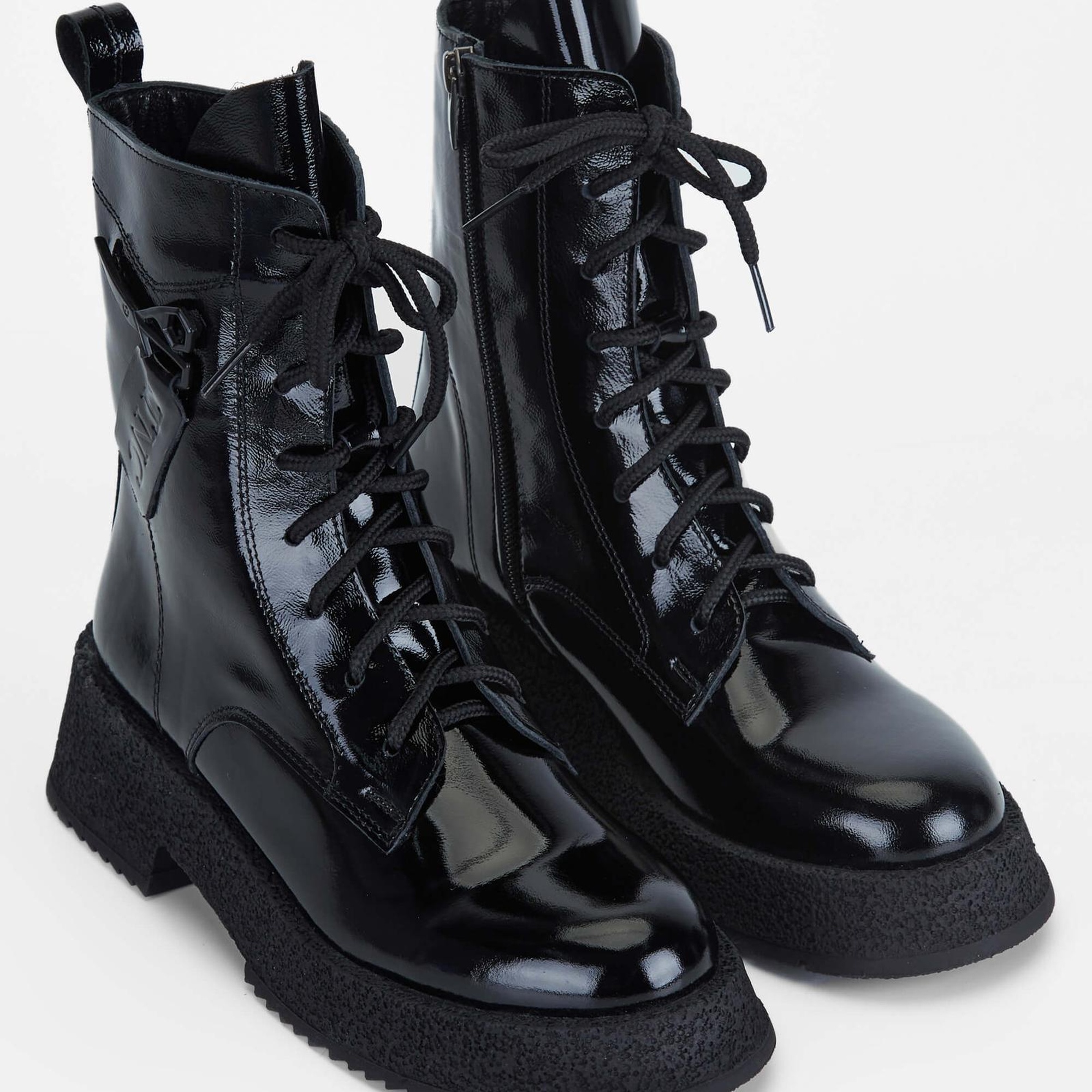 Tamer Tanca Kadın Hakiki Deri Siyah Rugan Casual Bot