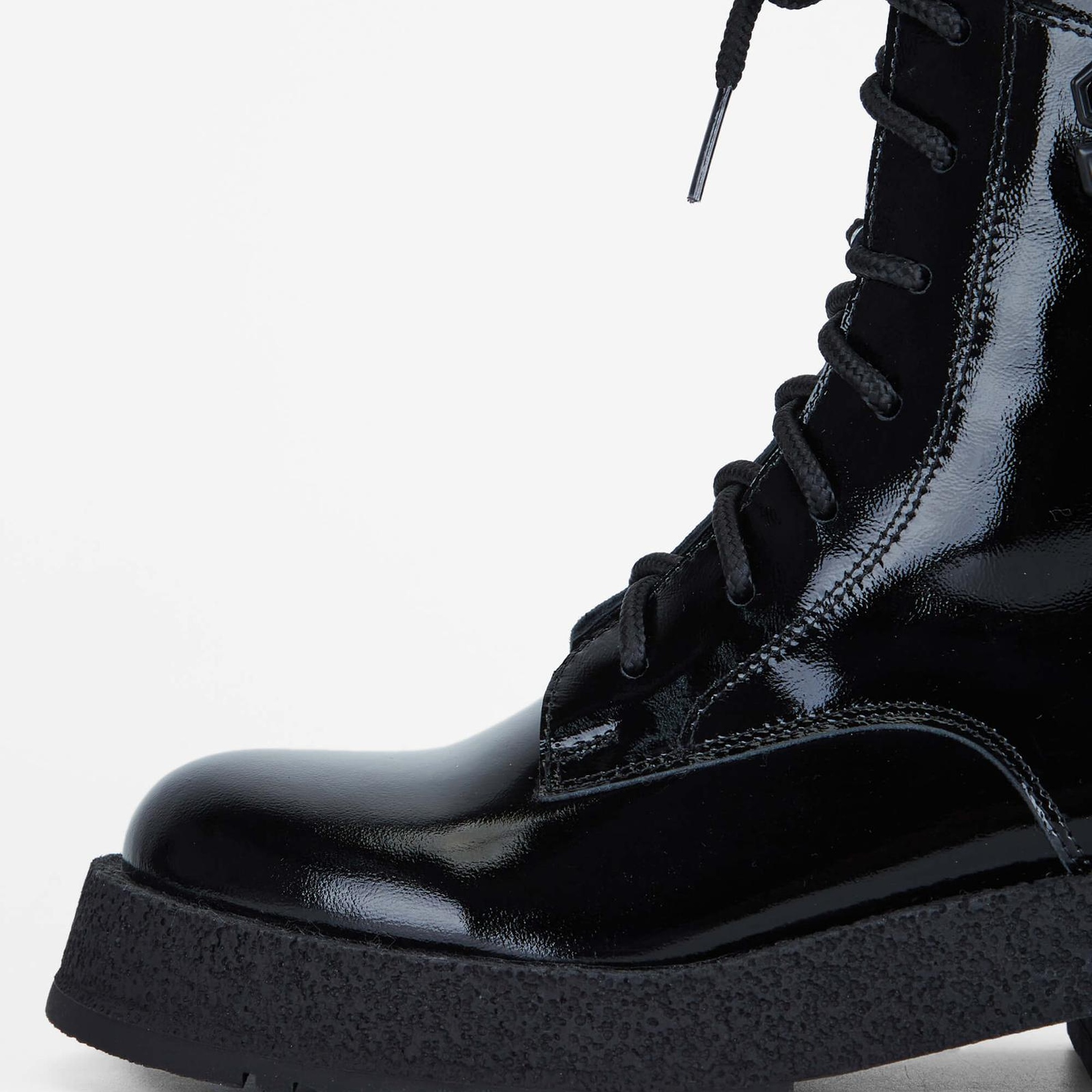 Tamer Tanca Kadın Hakiki Deri Siyah Rugan Casual Bot