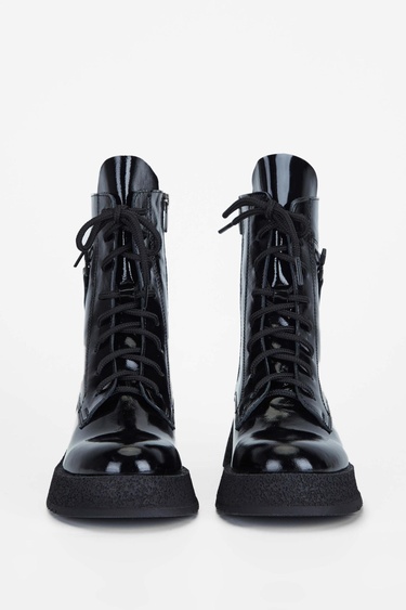  Tamer Tanca Kadın Hakiki Deri Siyah Rugan Casual Bot