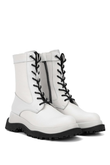  Tamer Tanca Kadın Hakiki Deri Kırık Beyaz Casual Bot