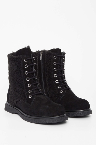  Tamer Tanca Kadın Hakiki Deri Siyah Süet Casual Bot