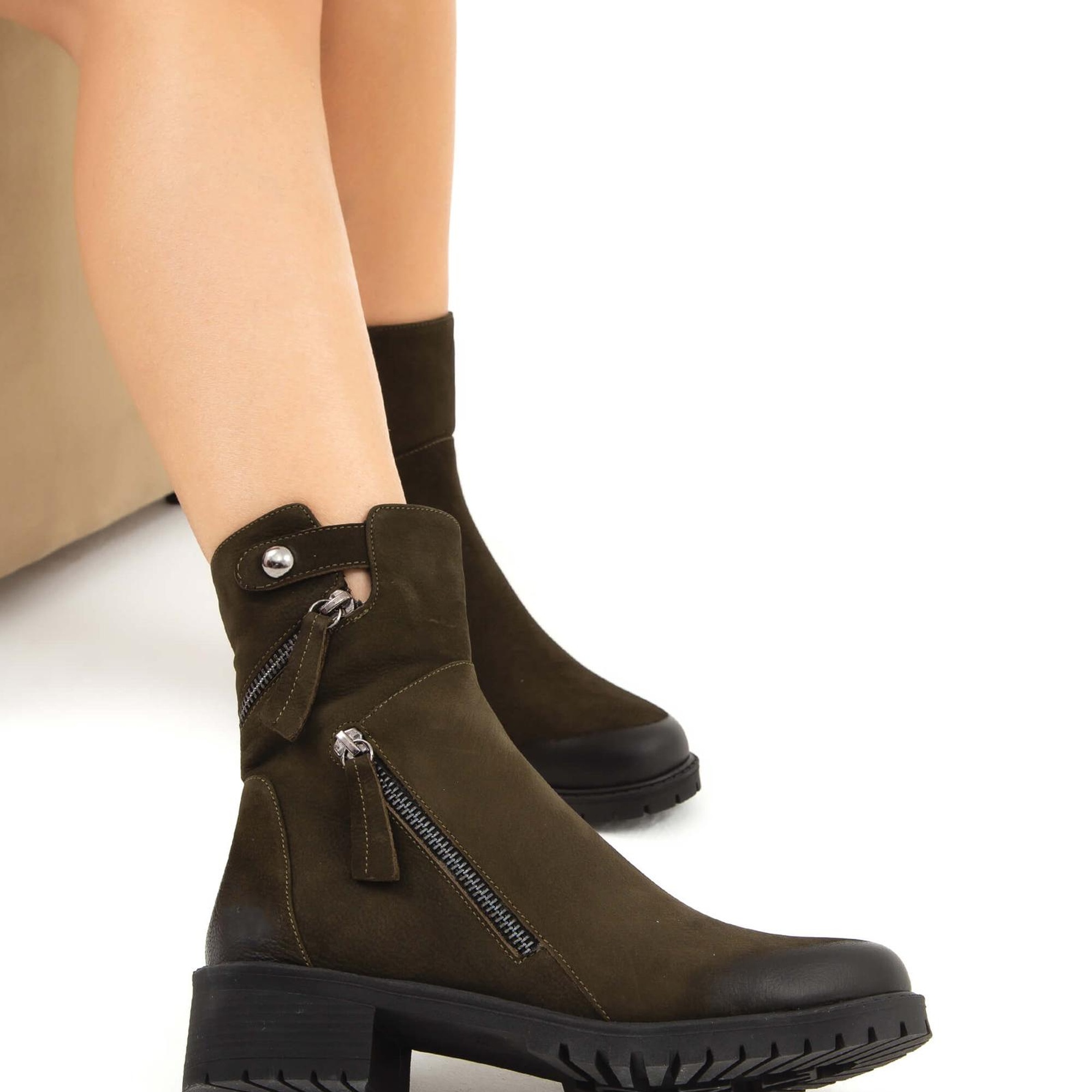 Tamer Tanca Kadın Hakiki Deri Yeşil Casual Bot