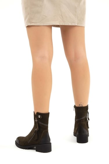  Tamer Tanca Kadın Hakiki Deri Yeşil Casual Bot