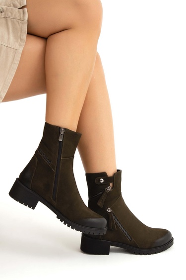  Tamer Tanca Kadın Hakiki Deri Yeşil Casual Bot