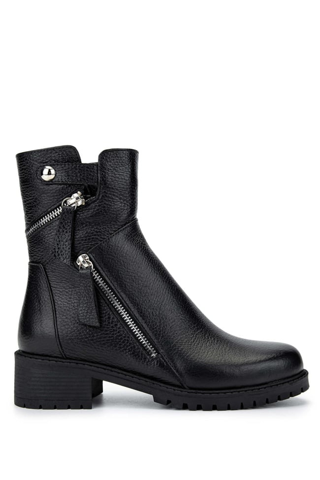  Tamer Tanca Kadın Hakiki Deri Siyah Floter Casual Bot